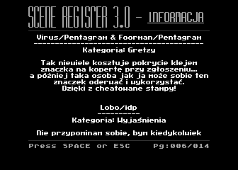Scene Register 3.0 - Informacja